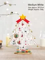 White medium wooden DIY Christmas tree tabletop decoration with bells and mini train - Medium / White