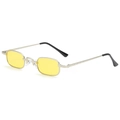 Retro small square sunglasses with silver metal frame and vibrant yellow lenses - Silver Frame Yellow Lens