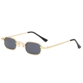 Retro rectangle sunglasses with gold metal frame and dark lenses at a 45-degree angle - Gold Frame Grey Lens