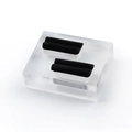 Dual slot transparent acrylic ring display stand with premium black velvet inserts - 5.5x4.5cm / Frosted (Double Slots)
