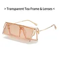 Trendy transparante thee flip-up zonnebril met oversized dubbele lens monturen - Transparante Thee Frame Thee Lenzen