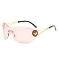 Lunettes de soleil Y2K sans monture, verres roses et étoile dorée sur la branche - Champagne