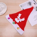 Luminous Christmas hat with cartoon reindeer applique and glitter snowflakes in red and white - Cartoon Reindeer Brushed Hat for Kids (Non-LED)