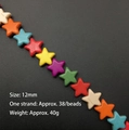 Perline colorate a stella in turchese sintetico 12mm per gioielli fai-da-te 38 pz - Pentagramma / Colorato