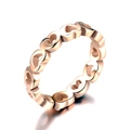 Anello in oro rosa con maglie a cuore traforate in acciaio al titanio per coppie - US 5 / Oro Rosa - Cuore a Una Fila