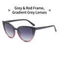 Occhiali da sole cat-eye retrò con montatura grigio-rossa e lenti grigie sfumate - Montatura Grigio Rossa Lenti Sfumate Grigie