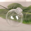 Pallina di Natale trasparente in plastica PET con cappuccio argentato su legno - Pallina Trasparente 6cm Tappo Argento