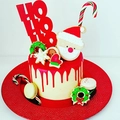 Christmas cake decoration set with red HO HO HO topper and festive cookies - Red HO HO HO Style