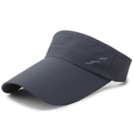 Dark grey open-top running cap with breathable mesh fabric and printed side letters - Adjustable / Dark Gray