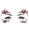 Bijoux de visage adhésifs avec strass violets et irisés pour maquillage de fête - Style Goutte d'eau Violet Rose Irisé (L0063)