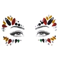 Face gem stickers with colorful rhinestones in teardrop and round shapes for Halloween - Red Yellow Black Green Multi-color Style (L0091)