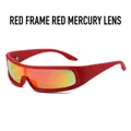 Lunettes de soleil de sport à monture rouge mate et verres miroirs rouges - Monture Rouge Miroir Rouge