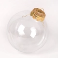Clear PET plastic Christmas ball ornament with a shiny gold cap for DIY holiday decor - 10cm Transparent Ball Gold Cap