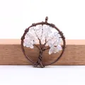 Mini tree of life wire wrapped pendant with rainbow stones in bronze finish - Opal
