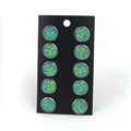 Lot de cinq paires de boucles d'oreilles 12mm en acier inoxydable druzy bleu et vert - Bleu Vert Mélangé