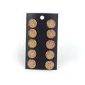 Détail de cinq paires de boucles d'oreilles 12mm argentées avec centres dorés scintillants - Lot de 5 Paires / Jaune