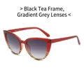 Retro cat eye sunglasses in translucent tea red frame with gradient gray lenses - Tea Red Frame Gradient Grey Lenses