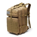 Mochila táctica 3P caqui desierto con sistema MOLLE para senderismo y acampada - Caqui (Con Parche de Bandera Americana)
