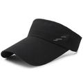 Black mesh breathable open-top sun visor hat with stylish side text for outdoor sports - Adjustable / Black