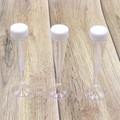 Three transparent heart-shaped test tube bubble bottles with white caps for weddings - Wine Glass Style