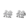 Pendientes de acero de titanio con figuras de niño y niña y detalles de cristales brillantes - Color Acero (KE71069-Z)
