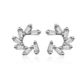 Minimalist silver zircon windmill stud earrings with geometric crystal cluster design - White Zirconia (5031734112142) / White