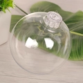 Transparent PET plastic Christmas ball ornament with a silver metal cap and hanging ring - 10cm Transparent Ball Silver Cap