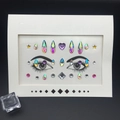 Self-adhesive multicolor face crystal stickers with iridescent AB and purple rhinestones - Style 1001
