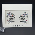 Face crystal sticker with iridescent teardrop rhinestones for music festival makeup - Style 1017