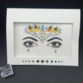 Pegatinas de cristal facial con pedrería dorada e iridiscente AB en forma de abanico - Estilo Irisado AB Y Oro (1015)