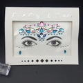 Pink and blue cat-eye style face crystal sticker for masquerade makeup and festivals - 1026