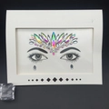 Iridescent acrylic face crystal stickers in a symmetrical crown layout for party makeup - Style 1029