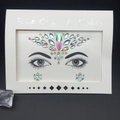 Autocollant de cristal de visage AB iridescent avec bijoux de front et accents oculaires - 1033