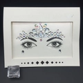 Autocollants de cristaux de visage en argent irisé en forme de couronne sur carte - 1039