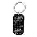 Black stainless steel keychain with engraved romantic message for girlfriend - GIRLFRIEND / Keychain / Black