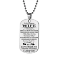 Polished stainless steel dog tag necklace with romantic message for wife on ball chain - Wife / Necklace / Silver