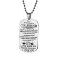 Silver stainless steel dog tag necklace for girlfriend with engraved love message - GIRLFRIEND / Necklace / Silver