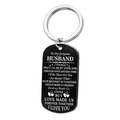 Black rectangular stainless steel keychain for husband with laser engraved message - Husband / Keychain / Black