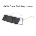 Futuristic white polygonal sunglasses with dark grey lenses and slim gold metal temples - White Frame Dark Grey Lens