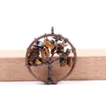 Handmade Tree of Life pendant with copper wire wrapping and natural tiger eye stones - Tiger's Eye