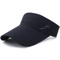Black breathable mesh sun visor cap for running with leading symbol text design - Adjustable / Navy Blue