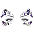 Purple and silver acrylic rhinestone face gems stickers for Halloween festival party makeup - Purple Silver Rainbow Style (L0068)