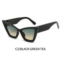 Cat eye zonnebril met zwart montuur en glazen met thee-verloop voor dames - Zwart Frame Groen Gele Lenzen