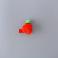 Cute kids mini red knitted hat hair clip with green pom-pom for winter and Christmas - Red