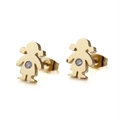 Elegante goudkleurige oorknopjes in meisjesvorm met een witte zirkonia steen - Meisje Stijl / Goud (KE71086-Z)