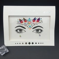 Set de pegatinas de cristales faciales AB iridiscentes con pedrería para frente y ojos - Estilo 1008 / Arcoíris AB