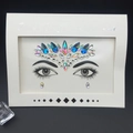 Iridescent aurora face crystal stickers for music festivals on double-eye paper card - 1013