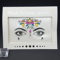 Multicolor crown-shaped face crystal sticker with colorful rhinestones and teardrop charms - 1016