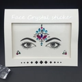 Multicolor acrylic face crystal sticker set with red and blue gems for music festivals - Style 1019