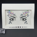 Iridescent and silver face crystal stickers for eye makeup decoration on black background - 1024